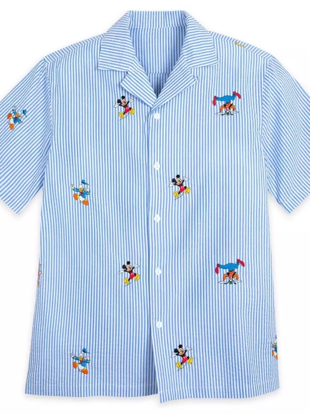 Mickey Mouse and Friends Men's Woven Striped Shirt Size M